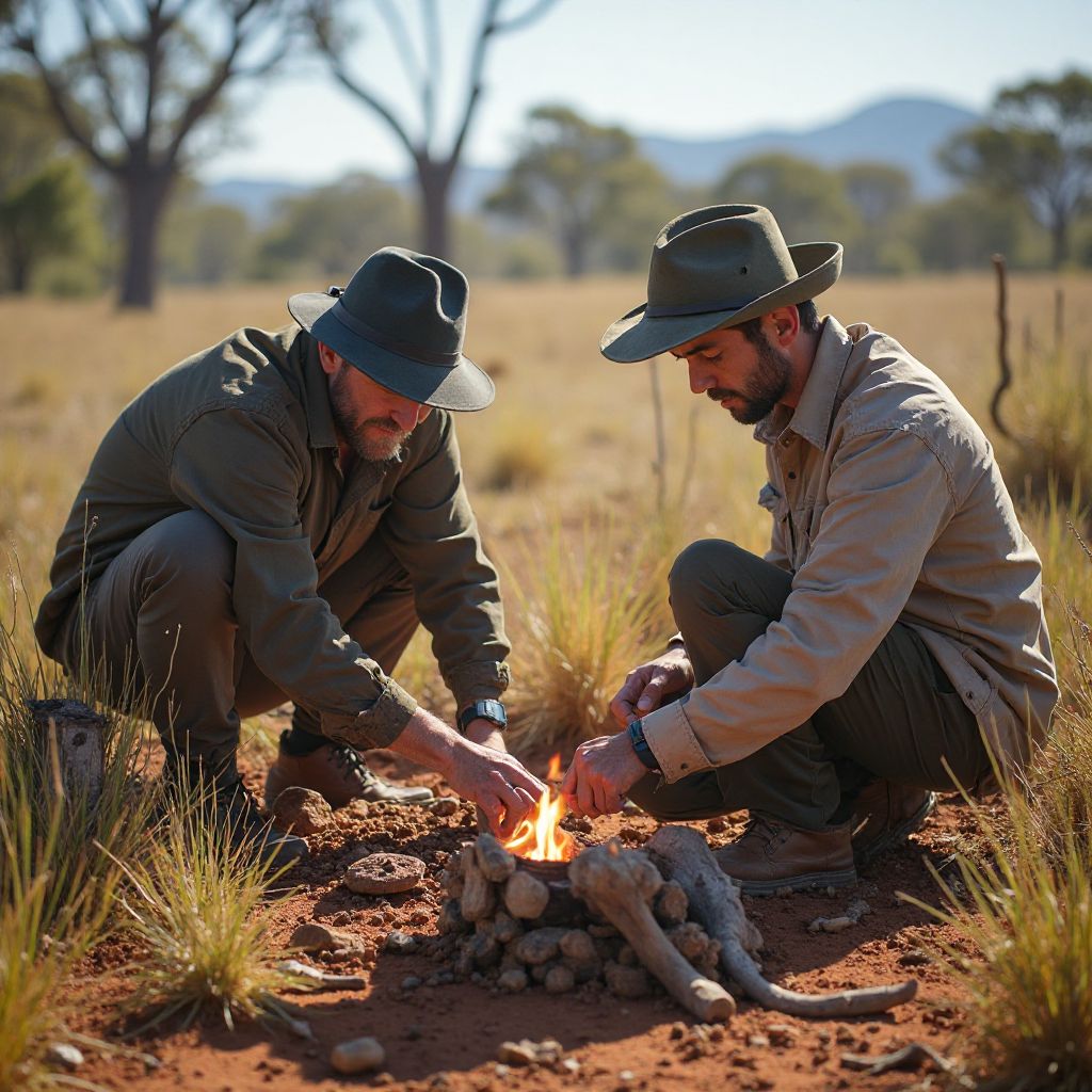 Bushcraft wilderness survival workshop in Australian outback