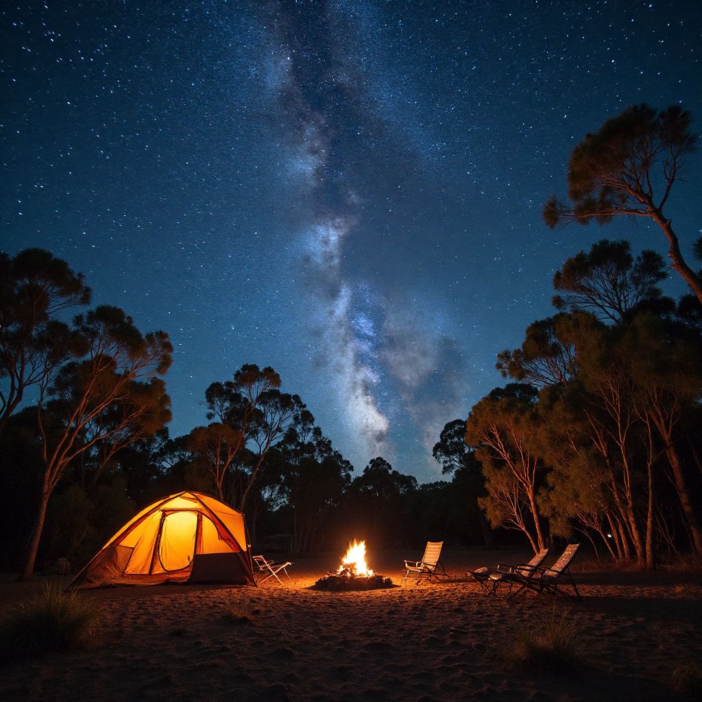 Adventure Australia campsite under Southern Hemisphere stars